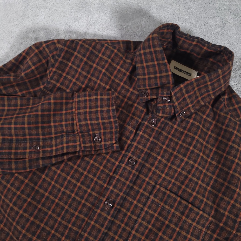 Taylor Stitch Shirt Mens XS 36 Brown Plaid The Jack Button Down Organic Cotton